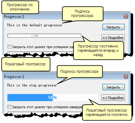 Прогрессор по умолчанию и пошаговый прогрессор