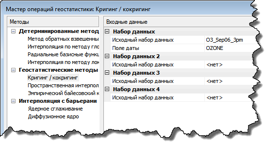 Диалоговое окно Кригинг/кокригинг Geostatistical Wizard (Geostatistical Wizard Kriging/CoKriging)