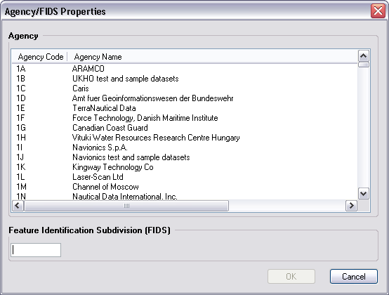 Agency/FIDS Properties dialog box