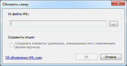 Диалоговое окно XML-компоновщика Обновить схему (Update Diagram)