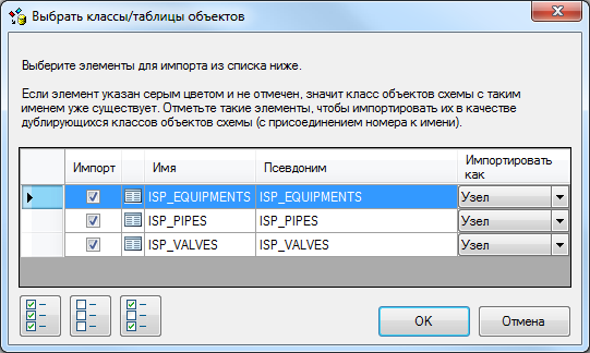 Диалоговое окно Выбрать классы/таблицы объектов (Select Feature Classes/Tables)