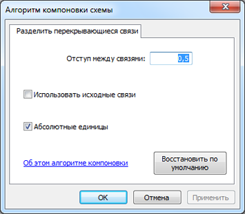 диалоговое окно Разделить перекрывающиеся связи (Separate Overlapping Links) с вкладкой Разделить перекрывающиеся связи (Separate Overlapping Links)