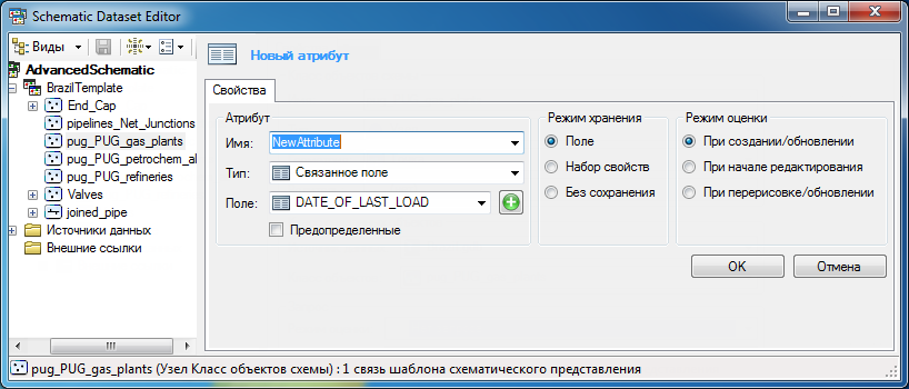 Новый атрибут схемы — вкладка Начальные свойства (Initial properties).