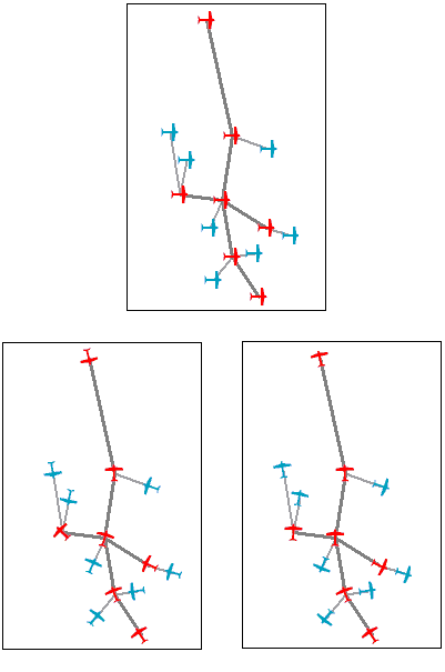 Повернуть узлы вдоль связей — опция Ориентированы по потоку (Flow directed)