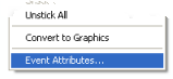Диалоговое окно Атрибуты события можно восстановить из контекстного меню инструмента Шаг