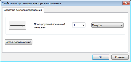 Диалоговое окно Свойства визуализации вектора направления