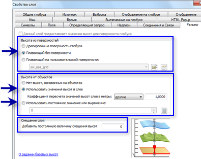 Настройки базовых высот для объектов, положение которых в 3D-пространстве известно, а поверхность не требуется. Настройки базовых высот для объектов, положение которых в 3D-пространстве известно, а поверхность не требуется.