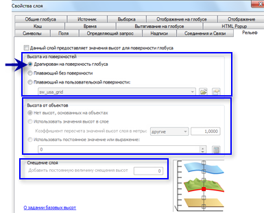 Настройки базовых высот для объектов, находящихся на земной поверхности. Настройки базовых высот для объектов, находящихся на земной поверхности.