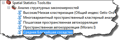 Инструмент геообработки Среднее ближайшее соседство Инструмент геообработки Среднее ближайшее соседство