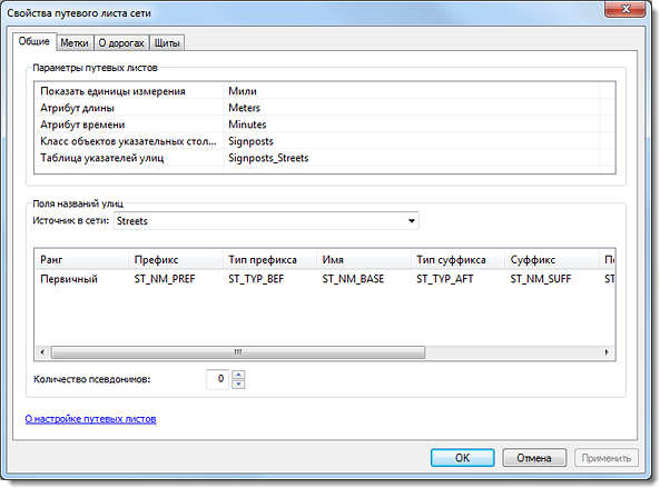 Диалоговое окно Свойства путевого листа сети, вкладка Общие Диалоговое окно Свойства путевого листа сети, вкладка Общие