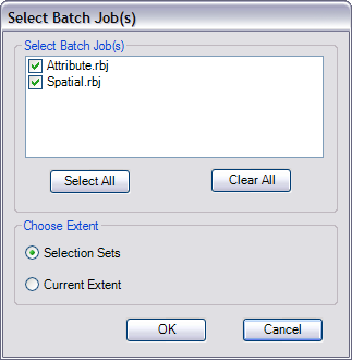 Select Batch Job(s) dialog box with batch jobs chosen Select Batch Job(s) dialog box with batch jobs chosen