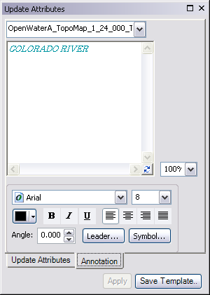 Annotation tab in the Update Attributes window Annotation tab in the Update Attributes window