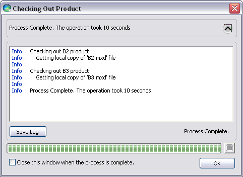 Checking Out Product dialog box with progress information Checking Out Product dialog box with progress information