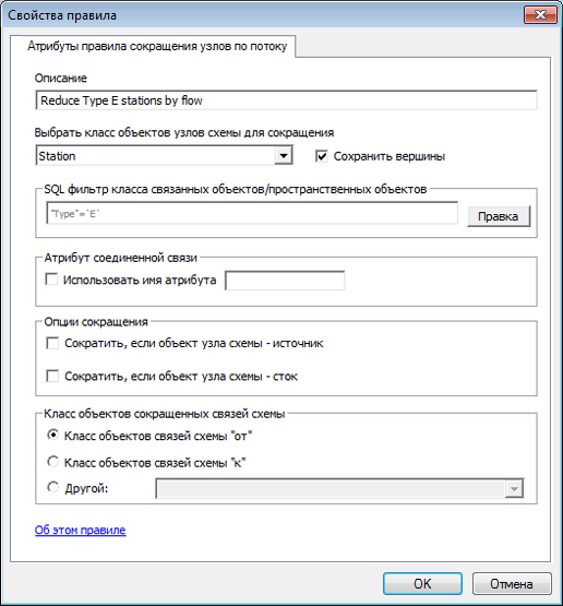 Страница свойств правила Сокращение узлов по потоку (Node Reduction By Flow), устанавливаемых для сокращения красных узлов станций Страница свойств правила Сокращение узлов по потоку (Node Reduction By Flow), устанавливаемых для сокращения красных узлов станций