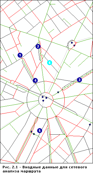 Остановки, созданные для сетевого анализа маршрута Остановки, созданные для сетевого анализа маршрута