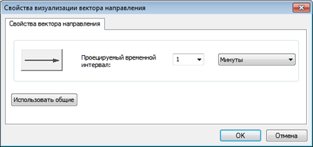 Диалоговое окно Свойства визуализации вектора направления Диалоговое окно Свойства визуализации вектора направления