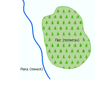 Полигон леса, которому нужно именить форму для соответствия линии реки