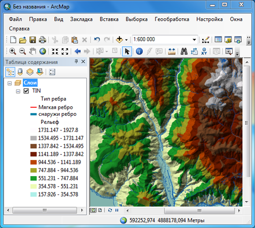 поверхность TIN в ArcMap