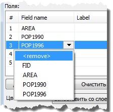 Удаление полей
