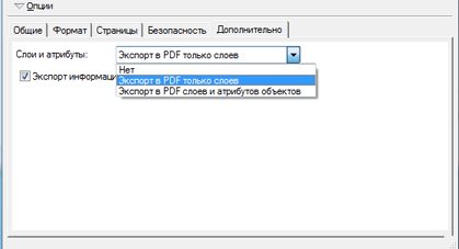 Опция Экспорт в PDF только слоев (Export PDF Layers Only) в закладке Дополнительно (Advanced) диалогового окна Экспорт (Export)