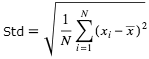Формула средне-квадратического отклонения