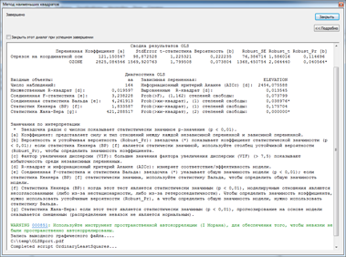 Report of OLS Results and Diagnostics