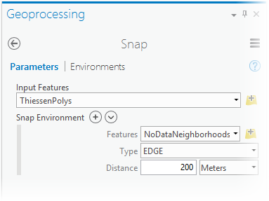 Snap tool parameters