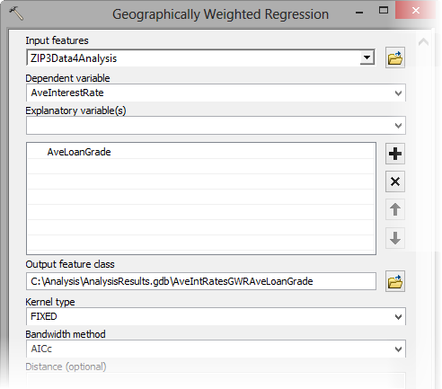 GWR tool parameters