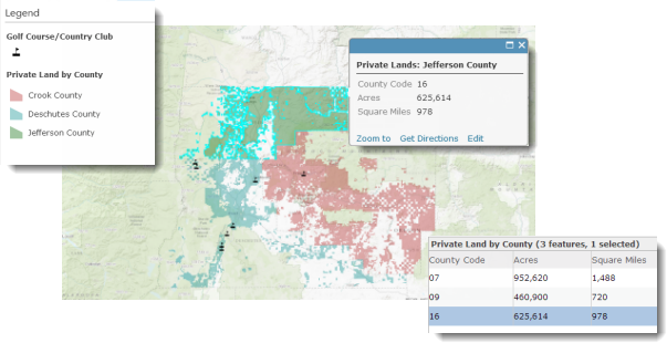 Map of the counties with the area that is public lands removed using Erase