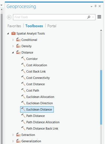 Browsing to the Euclidean Distance tool