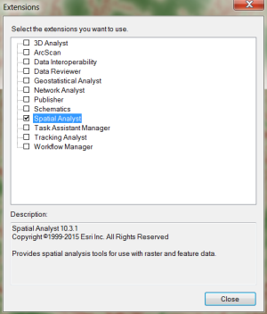 Checking the Spatial Analyst extension