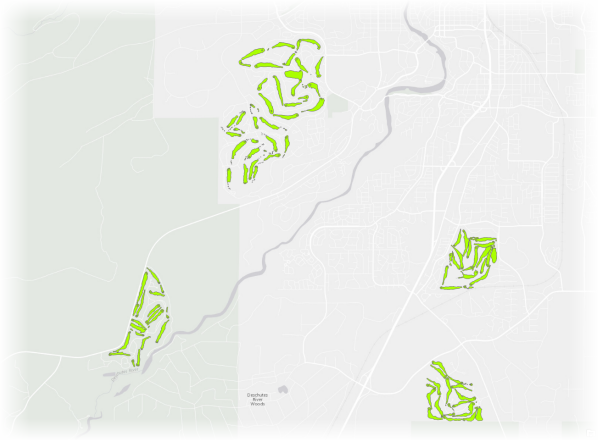 Closeup view of golf courses