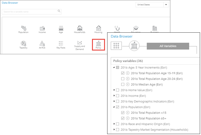 Add population variables from the data browser