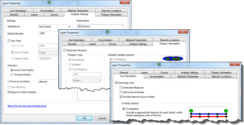 Generating services areas using Network Analyst