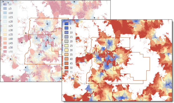 Travel time from public airports