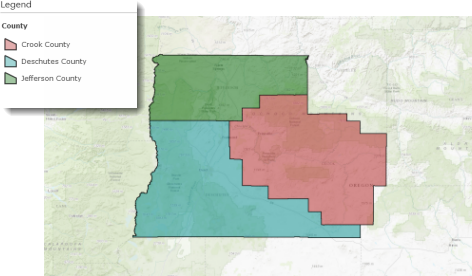 Map showing the three counties of interest