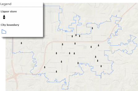 Map of liquor stores in the city