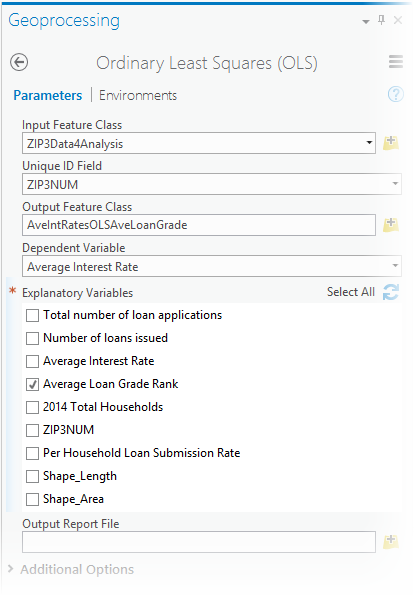 OLS tool parameters