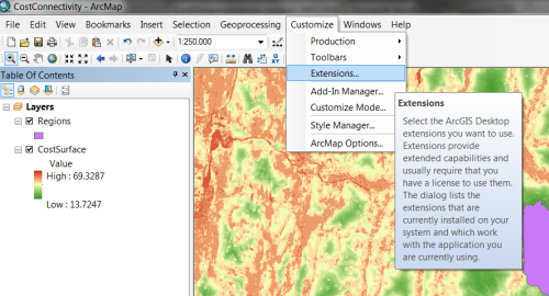 cost distance toolset arcgis 10.3