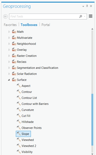 Browsing to the Slope tool