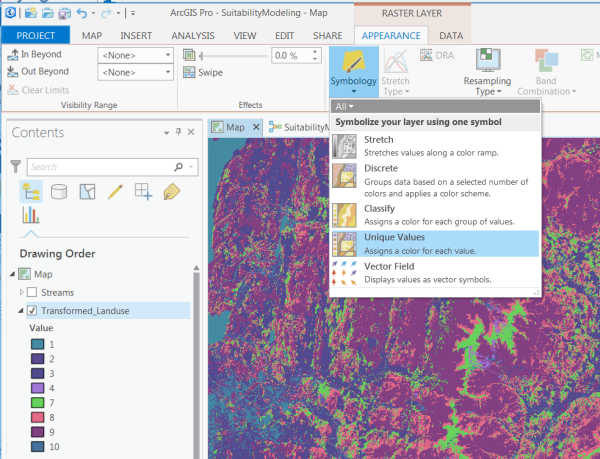 Changing the symbology of the resulting reclassification layer