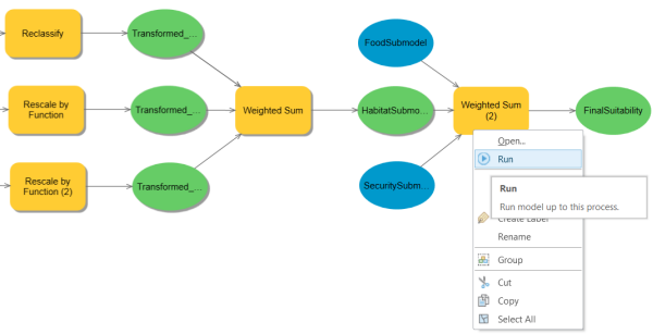 Running the Weighted Sum tool (that adds the submodels) within the model