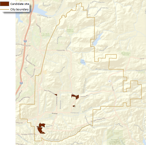 Map of the eight sites that meet the criteria