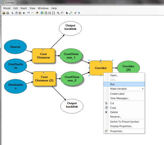 Running the Corridor tool within the model