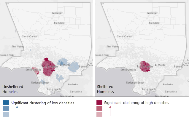 Unsheltered homeless population in relation to sheltered homeless population