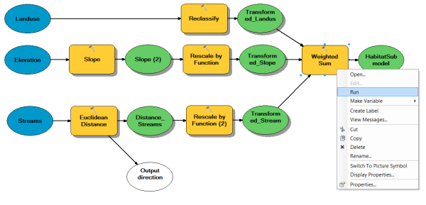 Running the Weighted Sum tool within the model