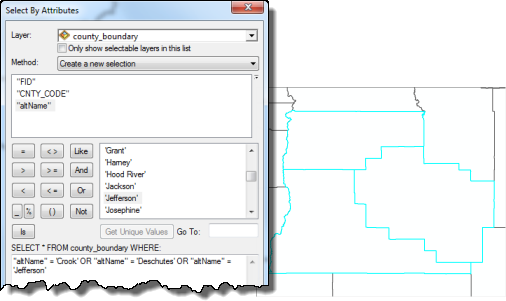 Selecting the three counties of interest