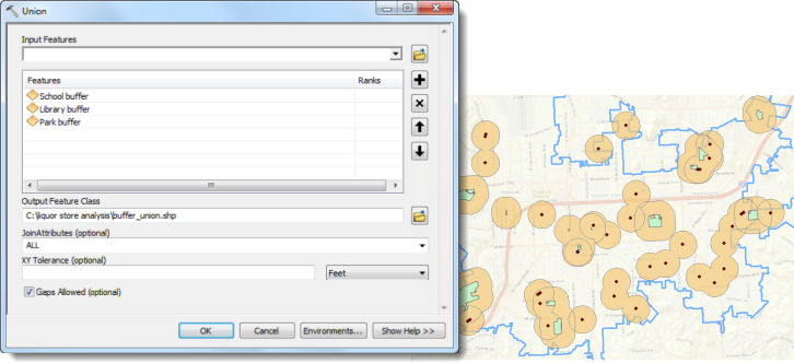 Union tool with completed parameters