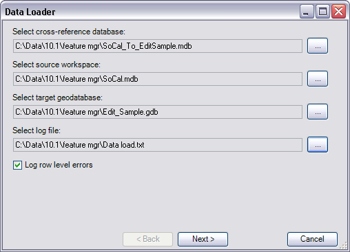 Data Loader dialog box