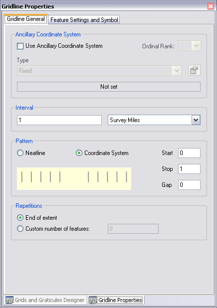 Gridline Properties window